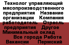 Технолог-управляющий мясопроизводственного предприятия › Название организации ­ Компания-работодатель › Отрасль предприятия ­ Другое › Минимальный оклад ­ 80 000 - Все города Работа » Вакансии   . Пермский край,Гремячинск г.